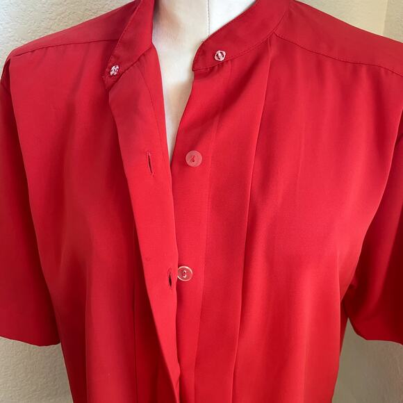 Vintage Josephine red button down blouse womens top XL - Picture 7 of 8